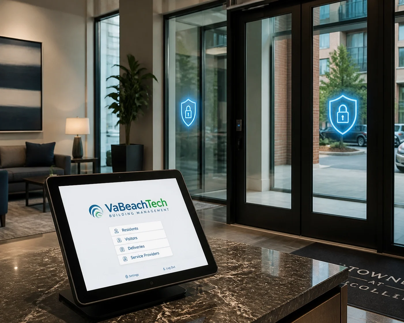 Digital shield protecting a property management office